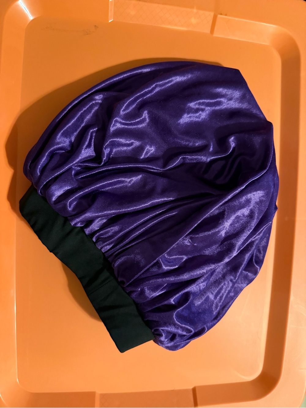 Purple/Black Reversible Satin Sleep Cap with Black Band